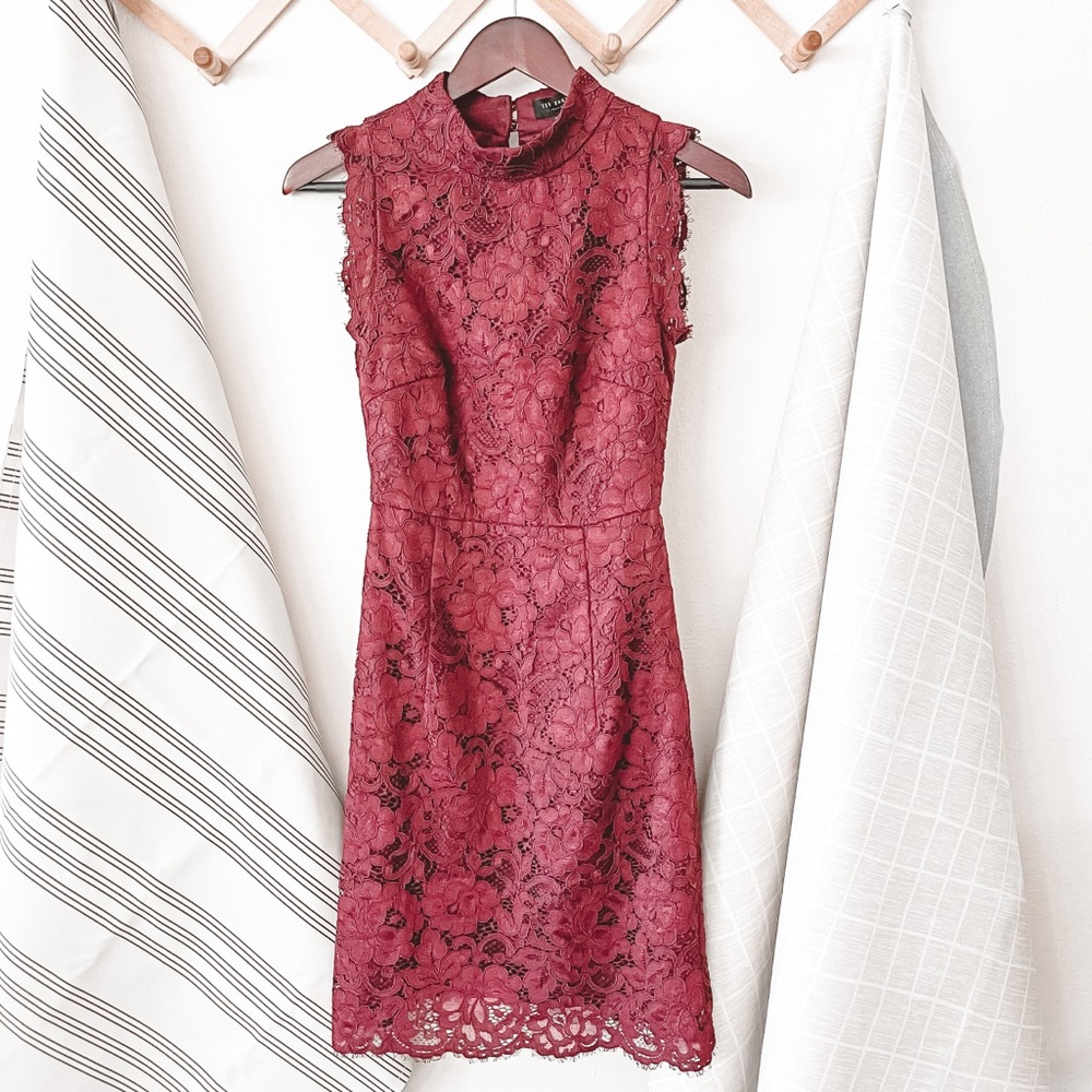 Ted Baker Burgundy Lace Mini Dress